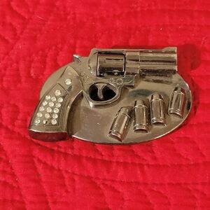 Silver Revolver Belt Buckle